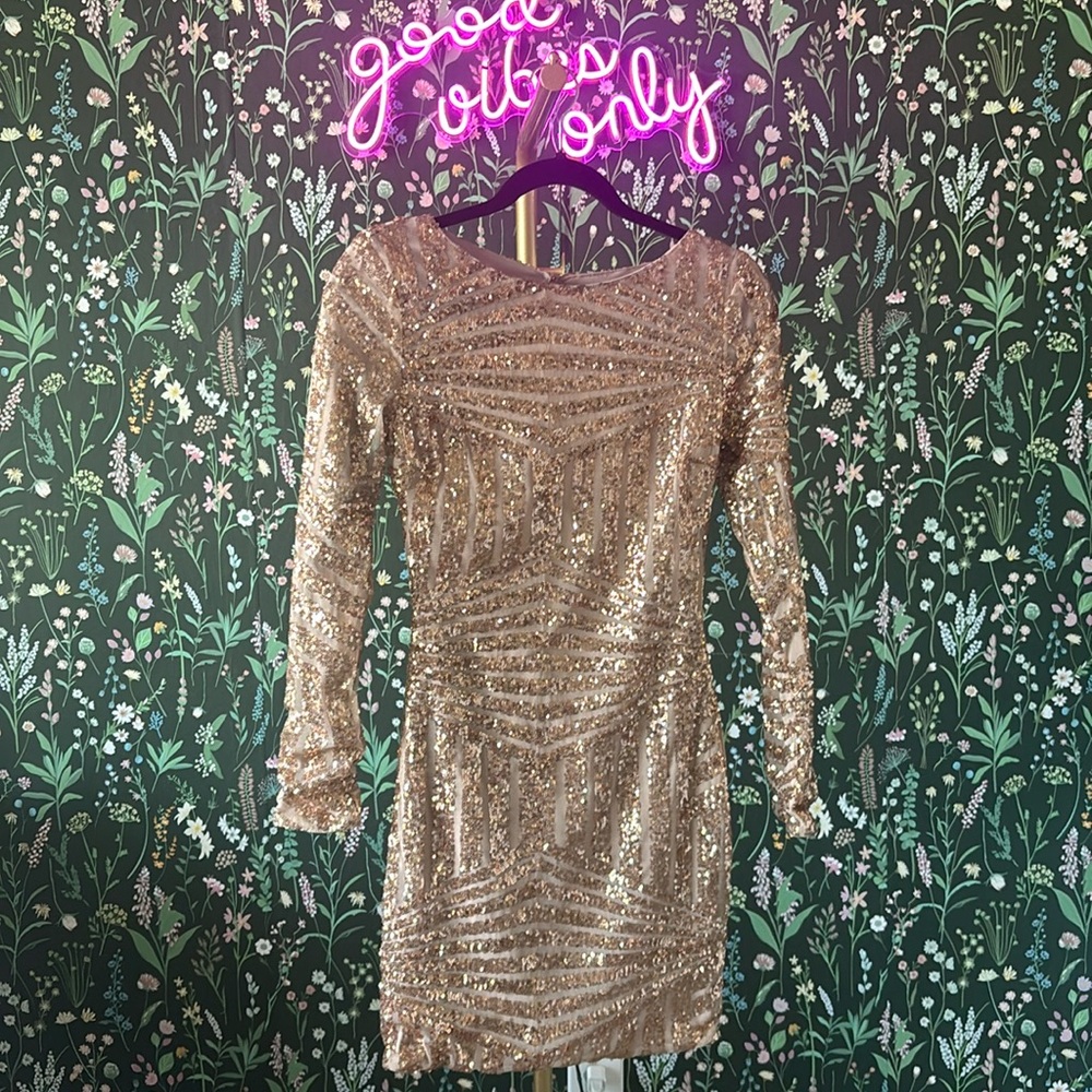 Gold sequined party dress